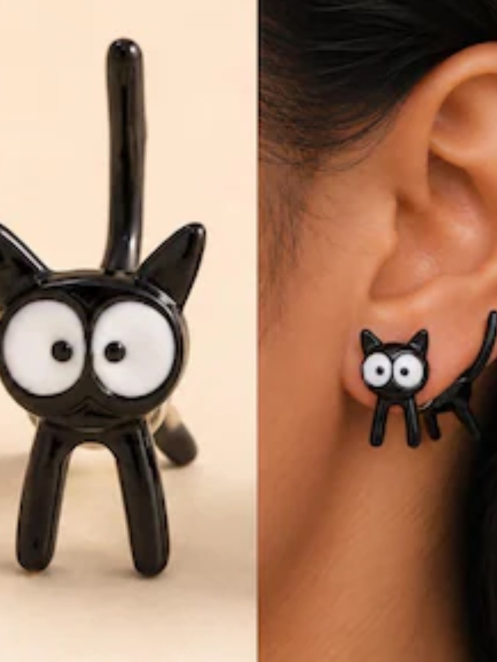 Black Cat Stud Earrings for Cats Lovers